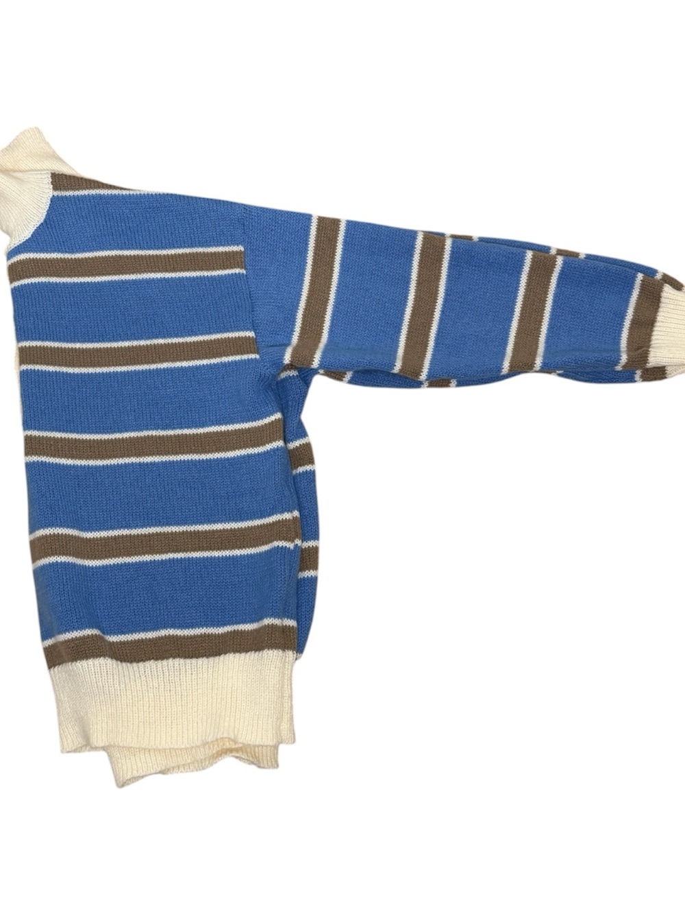 Boutique Blue Striped Collared Knit Sweater Women's S Oversized Polo Pullover - Picture 4 of 9